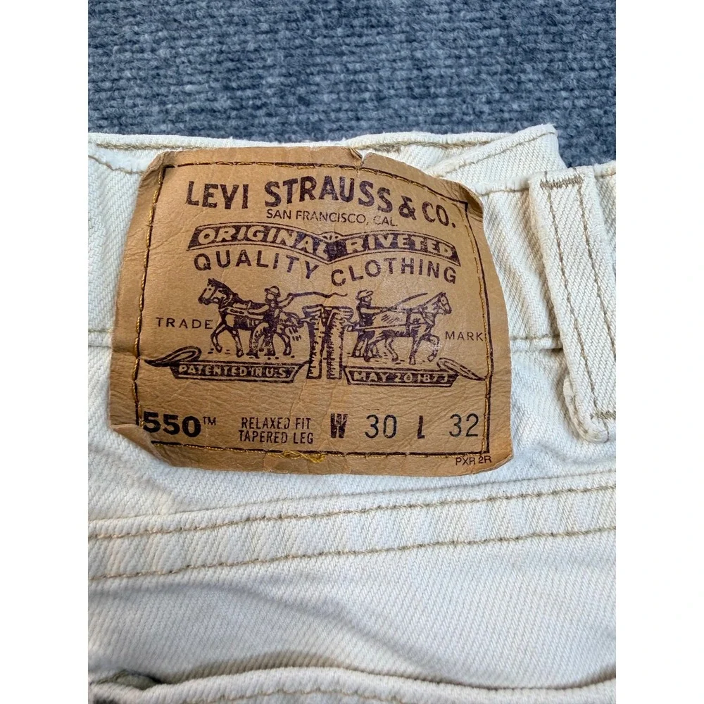 Vintage‎ Levis 550 Mens 30x32 White Jeans Relaxed Fit Tapered Leg USA Made 90s